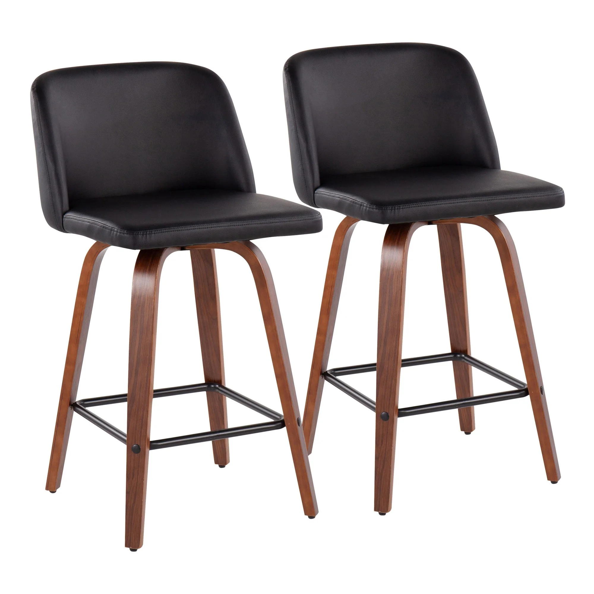 Toriano Fixed-Height Counter Stool - Set of 2 Black By LumiSource - B26-TRNOPU-SWVX2 WLBK2