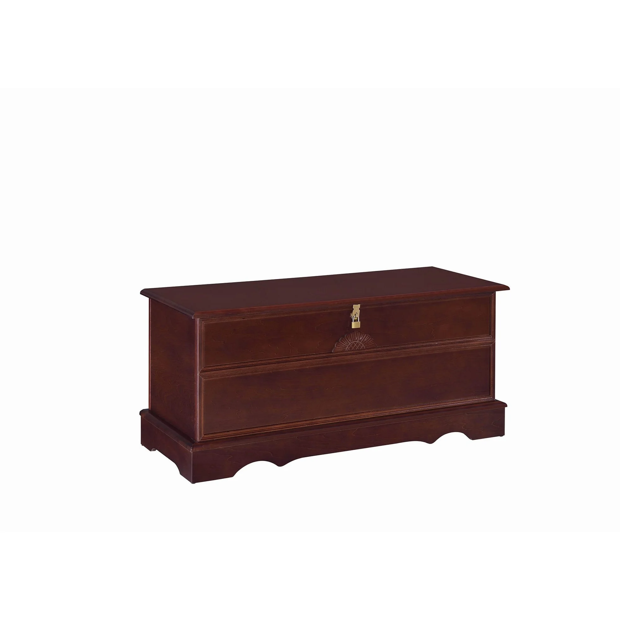 Traditional Style Lift Top Wooden Chest with Locking Lid, Dark Brown By Benzara