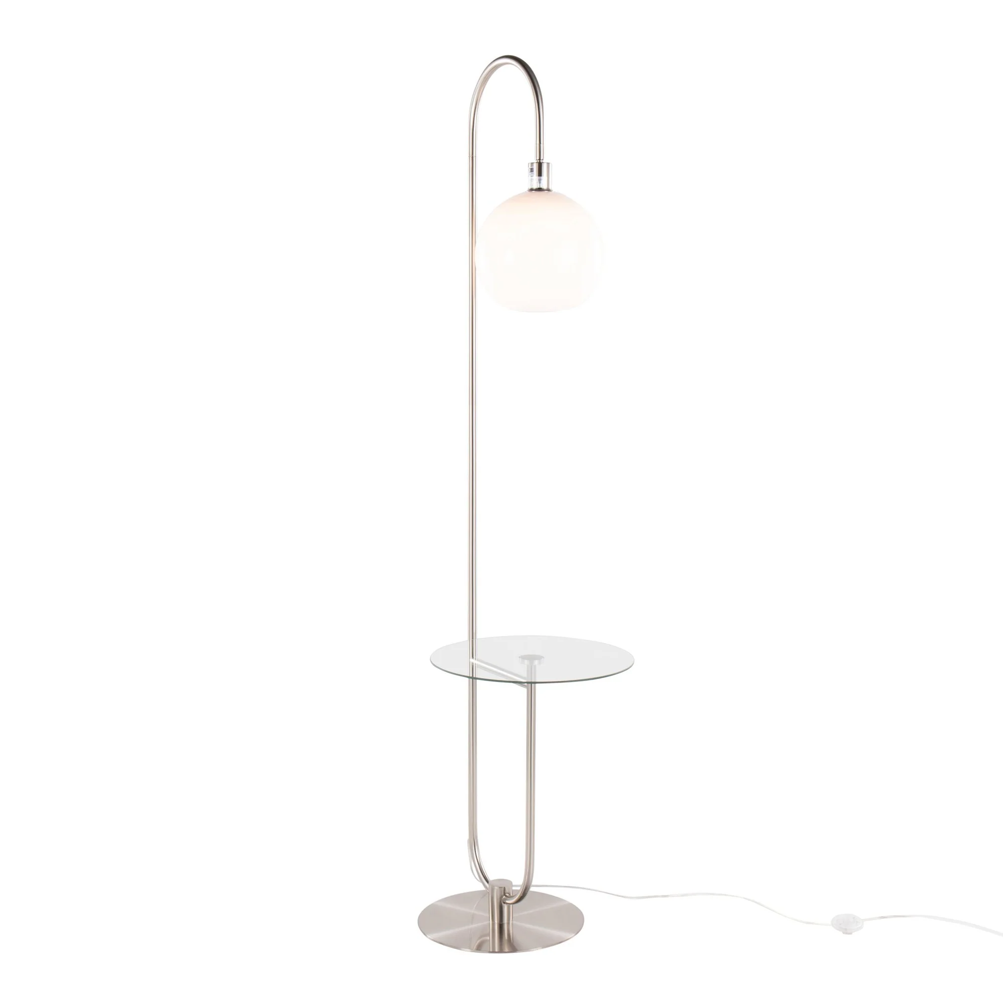 Trombone Floor Lamp with Table White By LumiSource