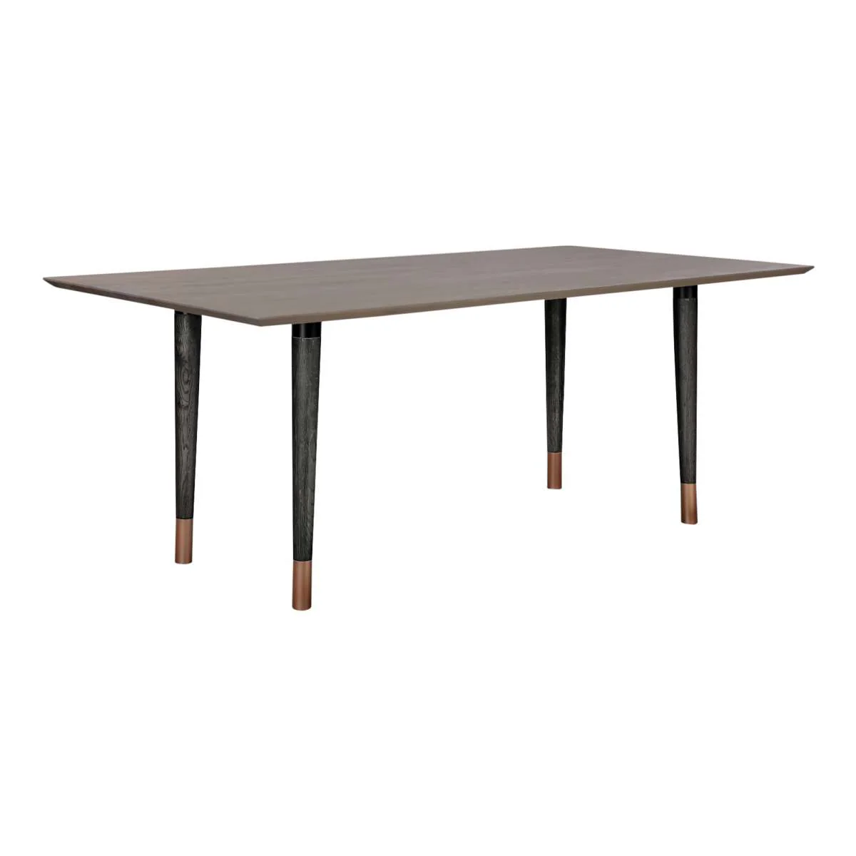Turin Rustic Oak Wood Dining Table with Copper Tip Legs By Armen Living