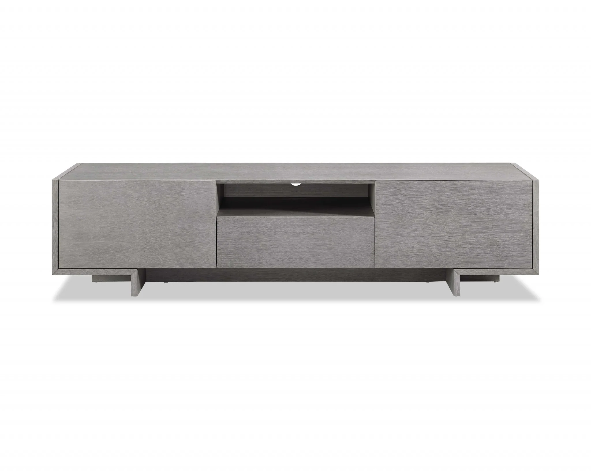 Tv Unit One Middle Drawer And 2 Lid Doors On The Sides All In Grey Oak Venee By Homeroots
