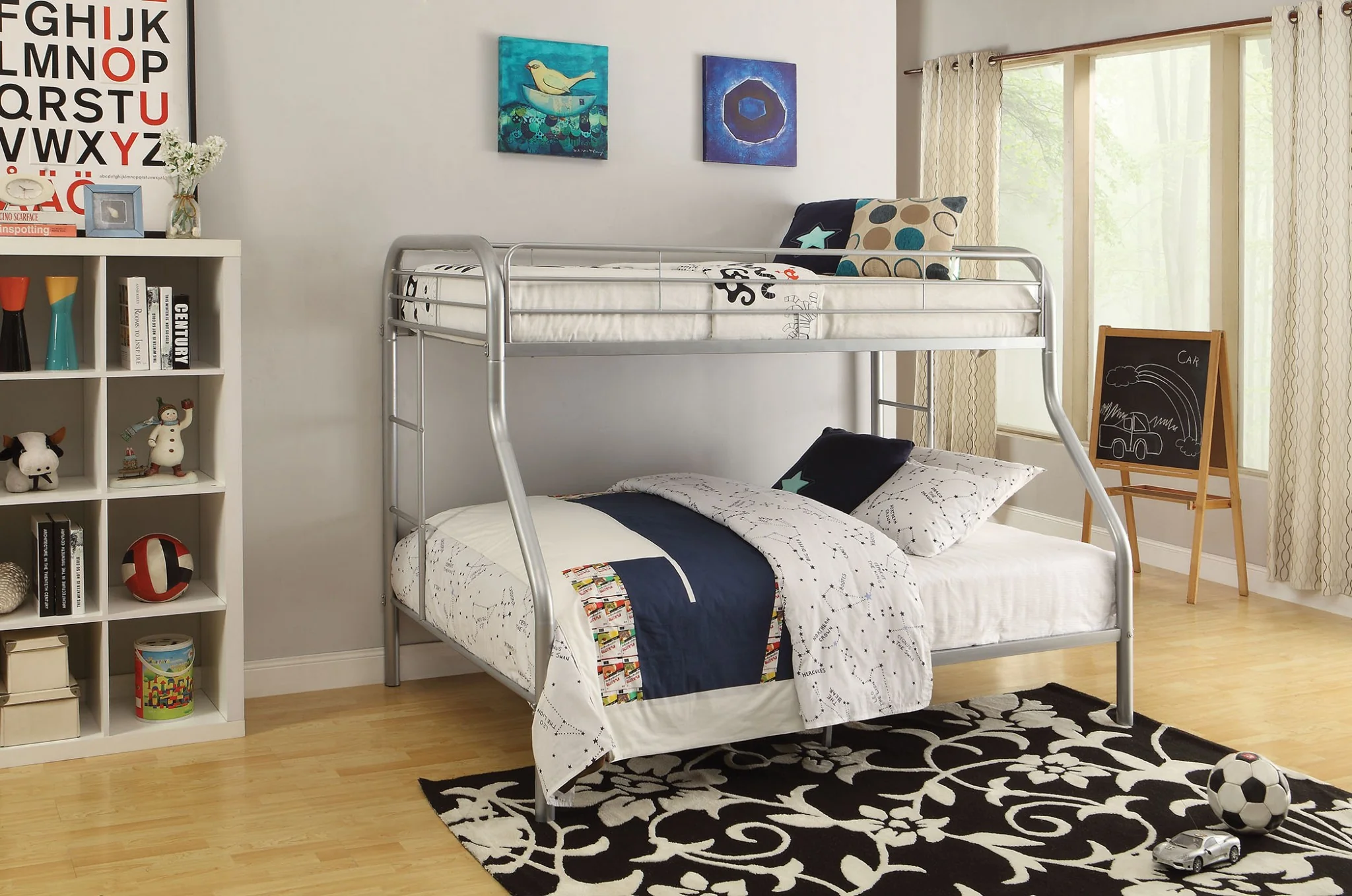 Twin Xl Over Queen Silver Metal Tube Bunk Bed By Homeroots