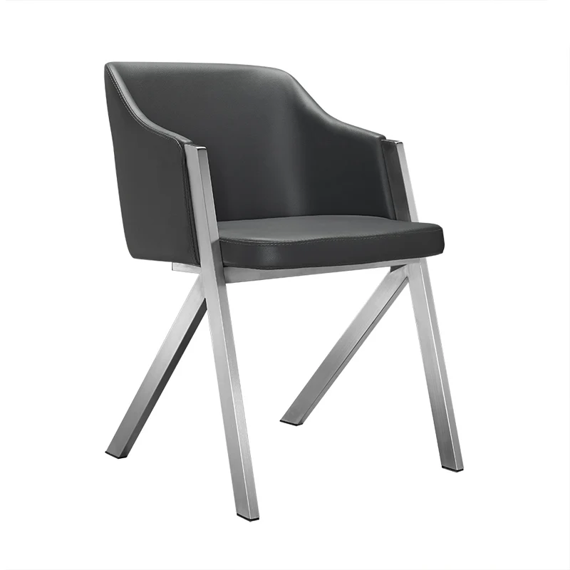 Two 29' Grey Leatherette And Steel Dining Chairs By Homeroots