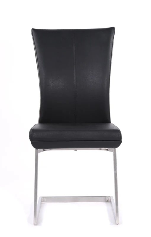 Two 38' Black Leatherette And Steel Dining Chairs By Homeroots
