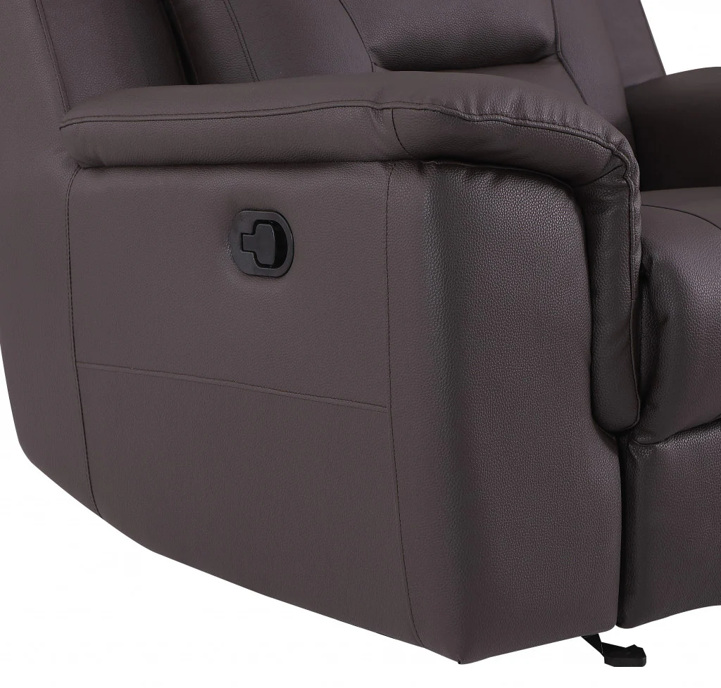Two Piece Brown Leather Match Five Person Seating Set By Homeroots - Image 4
