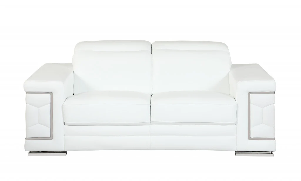 Two Piece Indoor White Italian Leather Five Person Seating Set By Homeroots