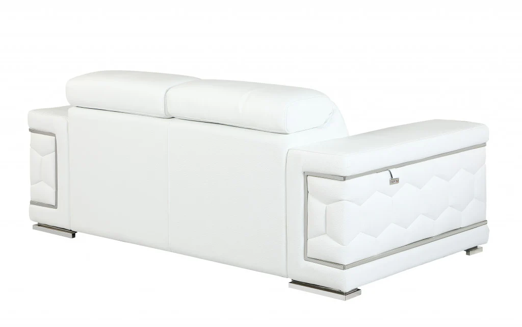 Two Piece Indoor White Italian Leather Five Person Seating Set By Homeroots - Image 3