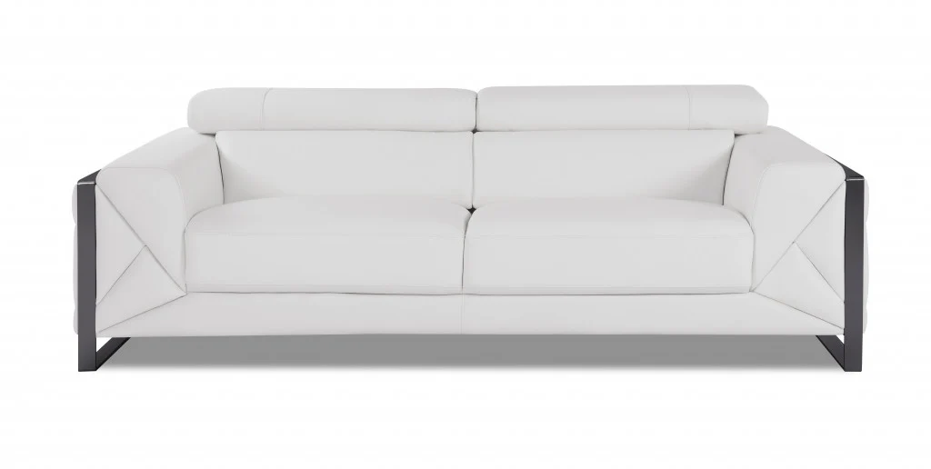 Two Piece White Italian Leather Five Person Seating Set By Homeroots - Image 4
