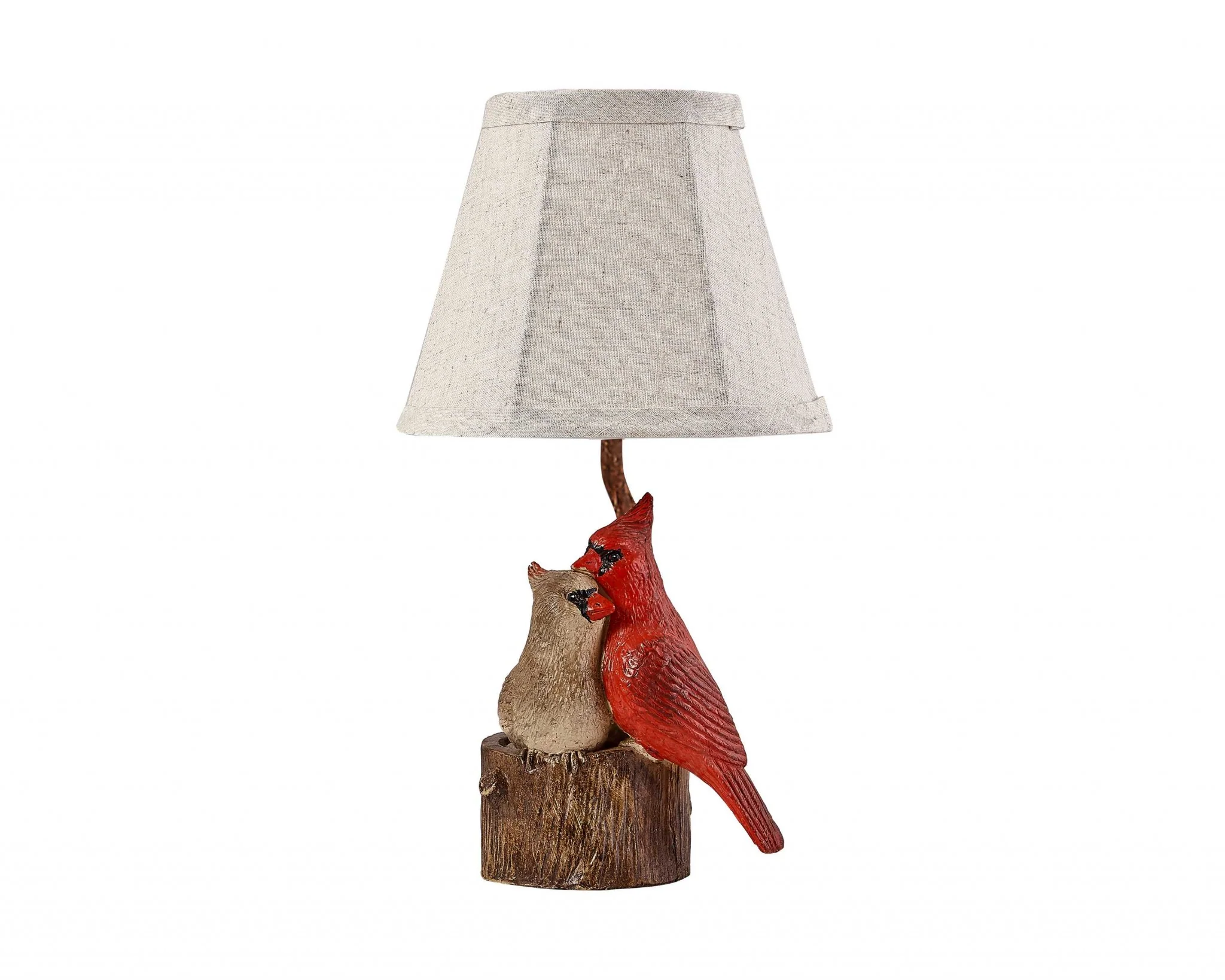 Two Red Cardinals Accent Lamp with White Shade By Homeroots