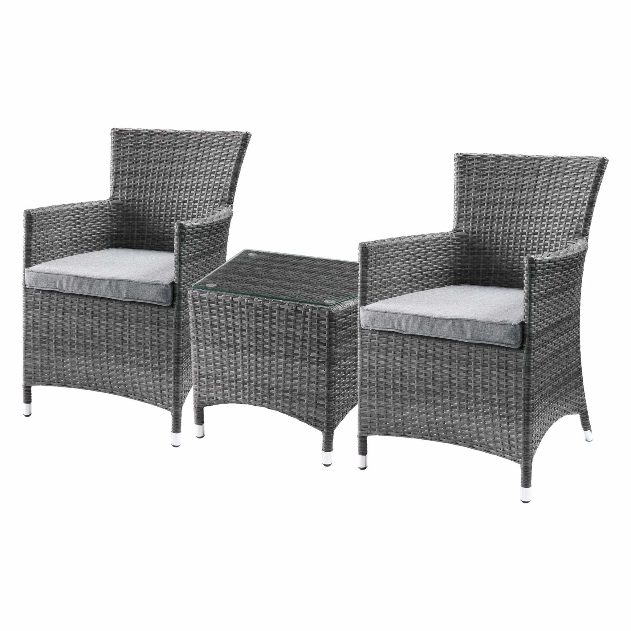 Updated Modern 3 Piece Gray Highback Wicker Patio Set By Homeroots