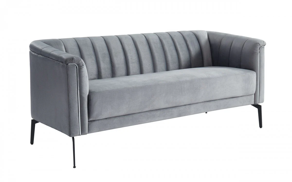 Urban 76" Grey Velvet Sofa With Tufted Back By Homeroots