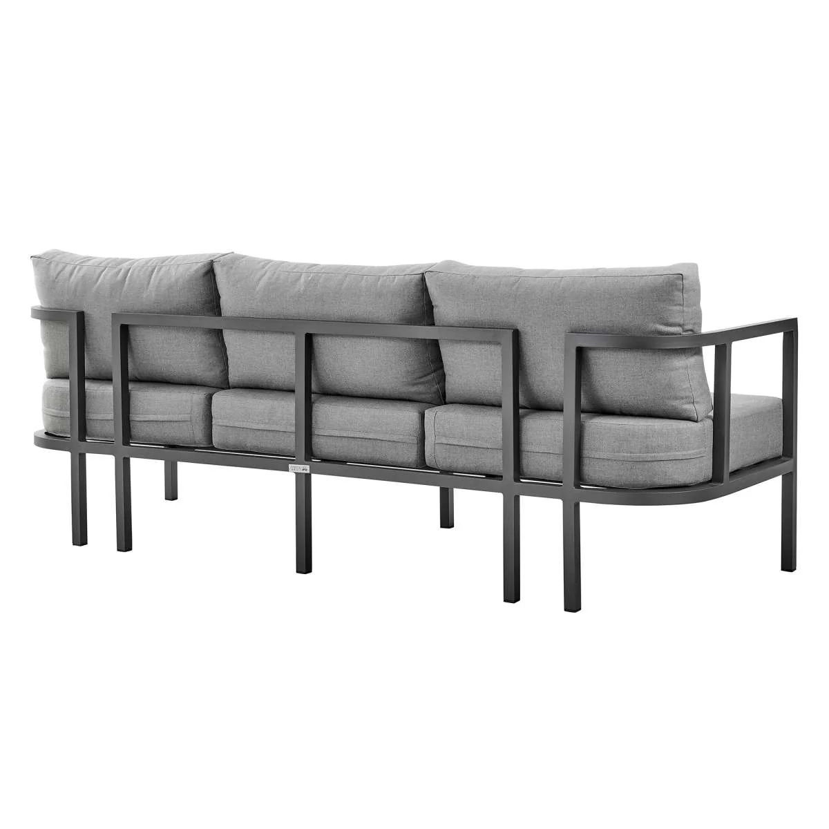 Valentina 4 Piece Dark Gray Aluminum Outdoor Seating Set with Dark Gray Cushions By Armen Living - Image 7
