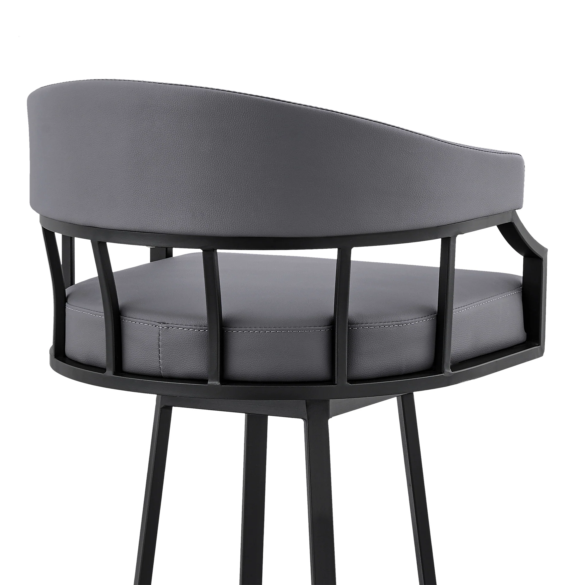 Valerie 30" Swivel Slate Grey Faux Leather and Black Metal Bar Stool By Armen Living - Image 10