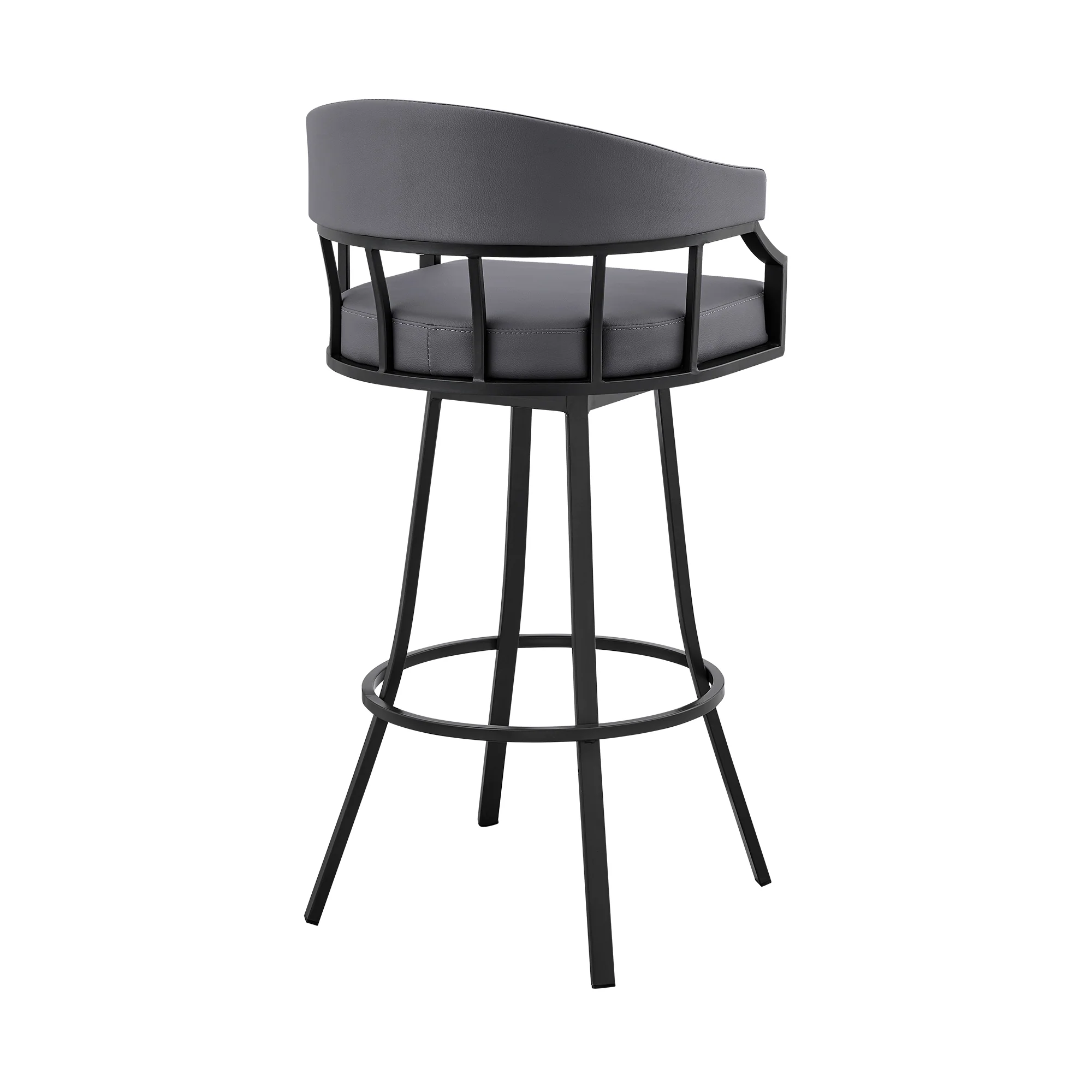 Valerie 30" Swivel Slate Grey Faux Leather and Black Metal Bar Stool By Armen Living - Image 5