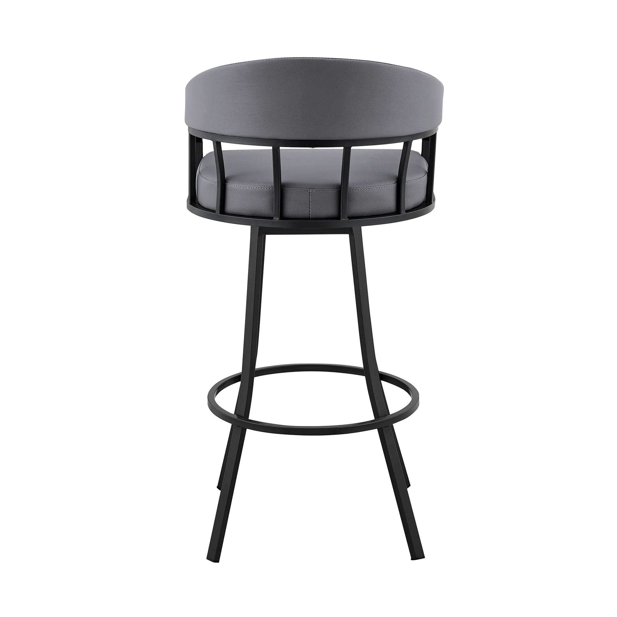 Valerie 30" Swivel Slate Grey Faux Leather and Black Metal Bar Stool By Armen Living - Image 6
