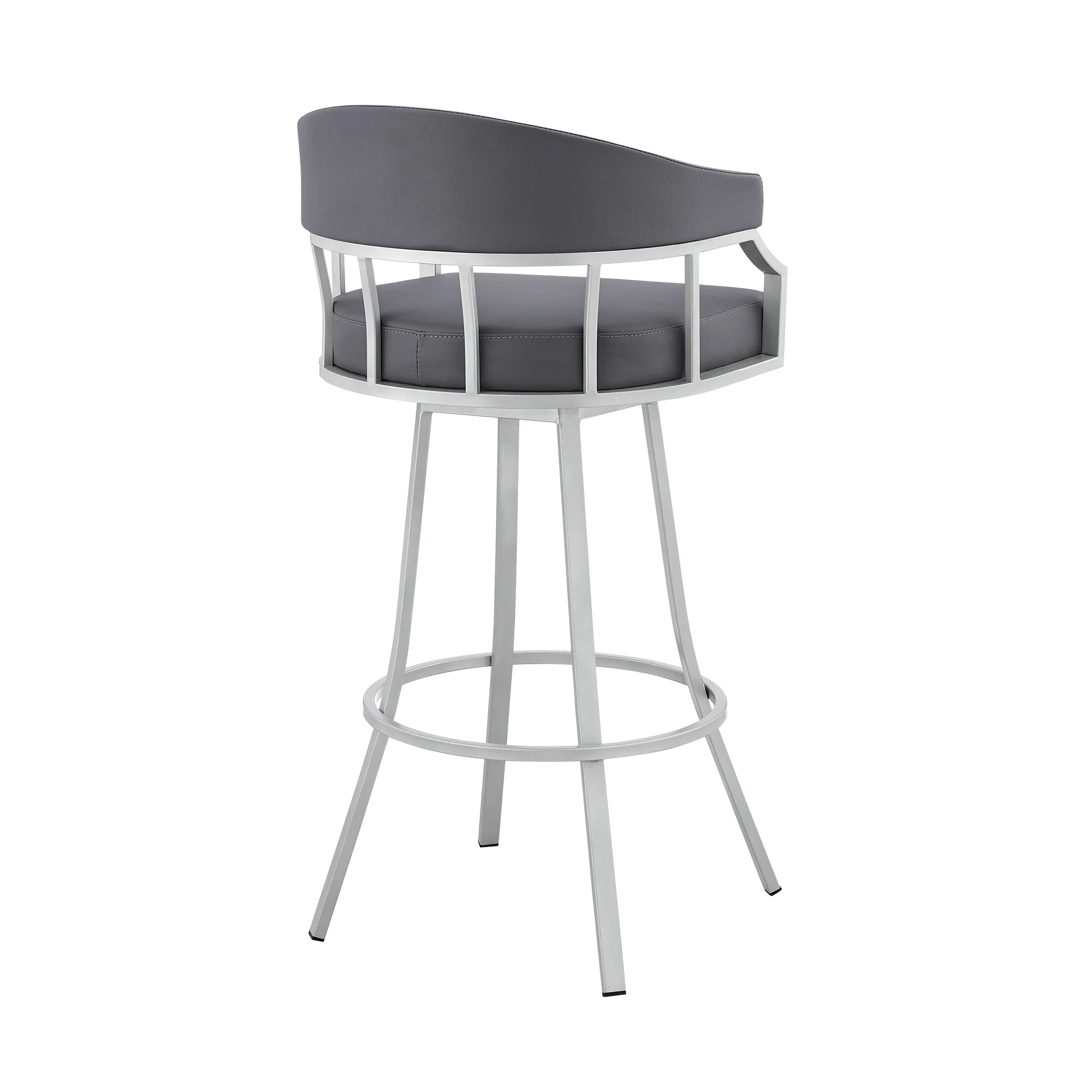 Valerie 30" Swivel Slate Grey Faux Leather and Silver Metal Bar Stool By Armen Living - Image 5