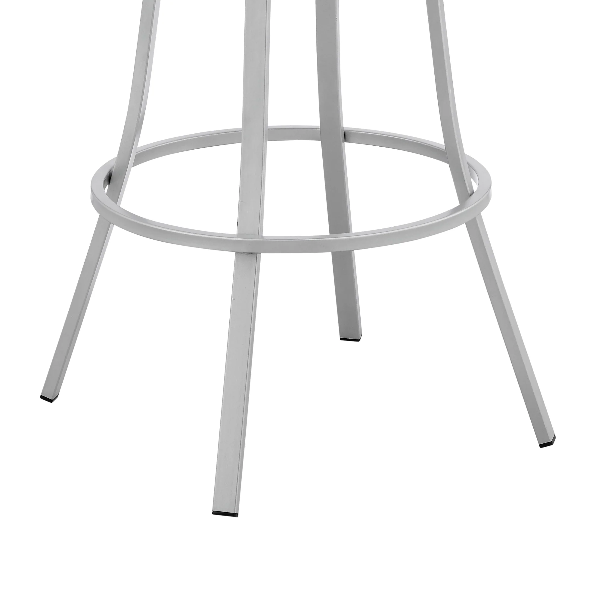 Valerie 30" Swivel White Faux Leather and Silver Metal Bar Stool By Armen Living - Image 8