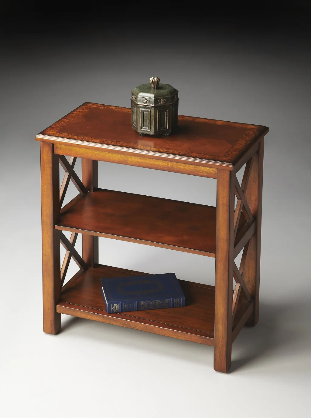 Vance Olive Ash Burl Bookcase By Homeroots