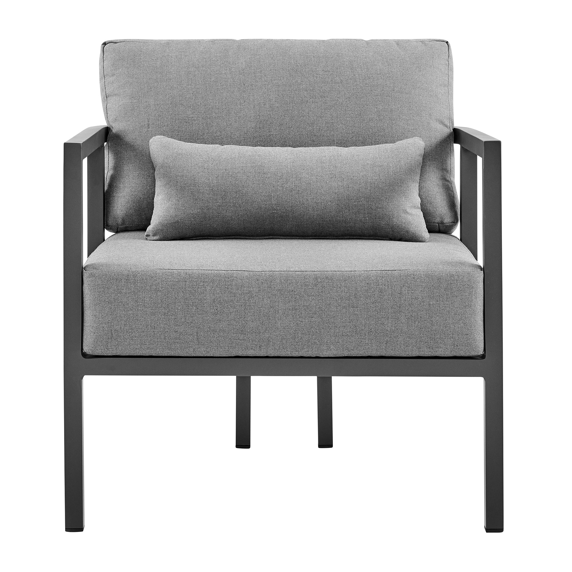 Venice 4 Piece Dark Gray Aluminum Outdoor Seating Set with Dark Gray Cushions By Armen Living - Image 6