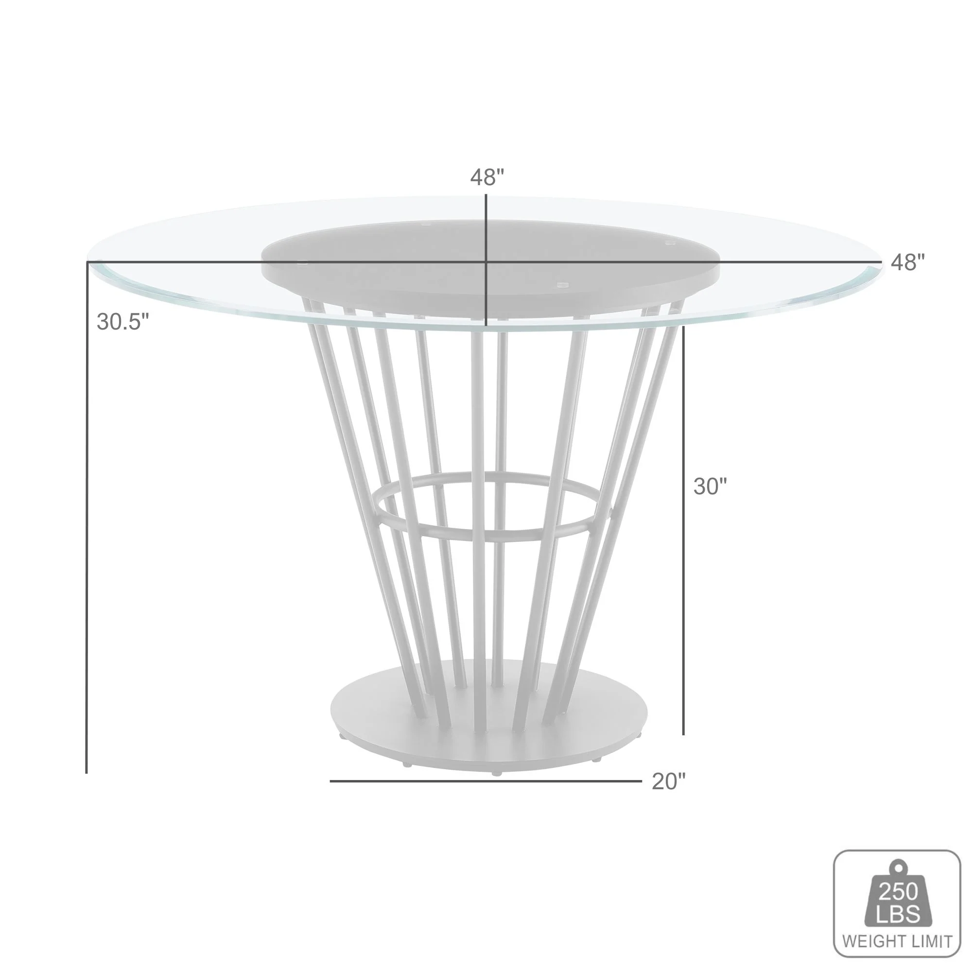 Veronica 48" Round Dining Table in Gold Stainless Steel Base with Walnut Panel and Glass Tabletop By Armen Living - Image 9