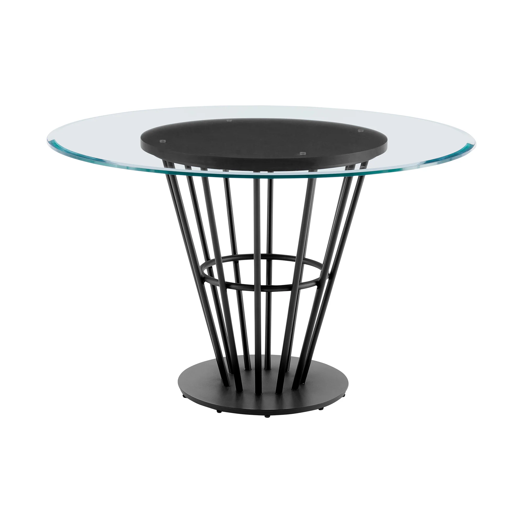 Veronica Shannon 5 Piece Round Glass Dining Table Set with Gold Brushed Stainless Steel and Taupe Fabric By Armen Living - Image 45