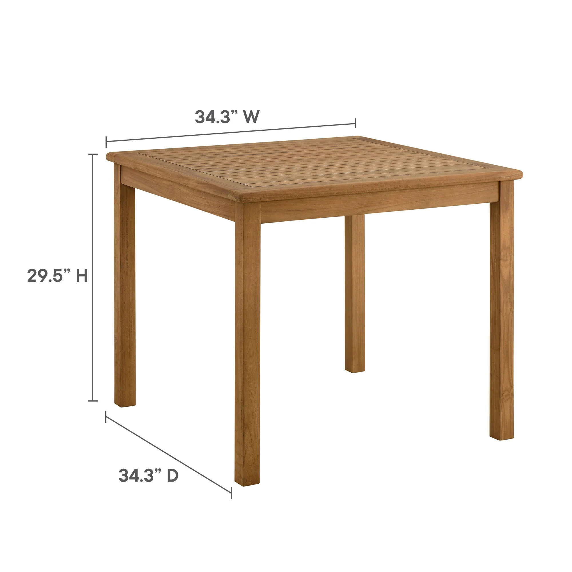 Vienna 34" Square Outdoor Patio Teak Wood Dining Table by Modway - Image 9