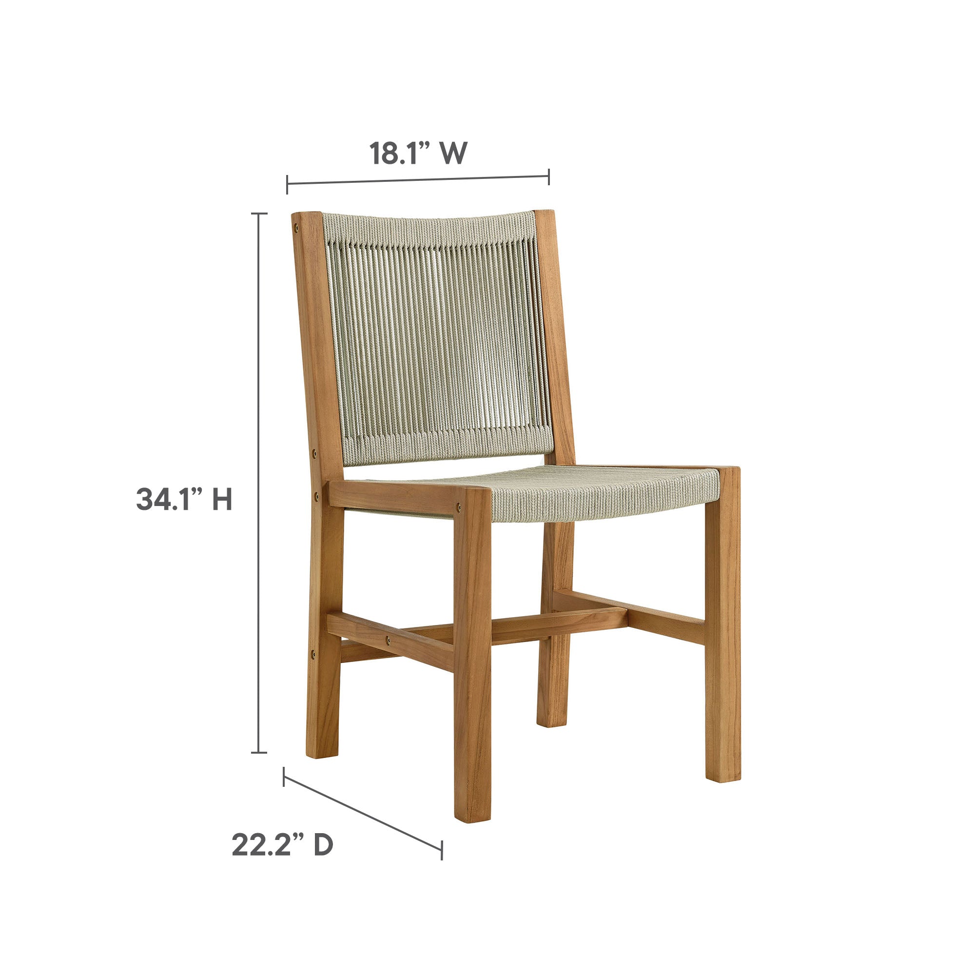 Vienna 5-Piece Outdoor Patio Teak and Rope Dining Set with Armless Chairs by Modway - Image 11