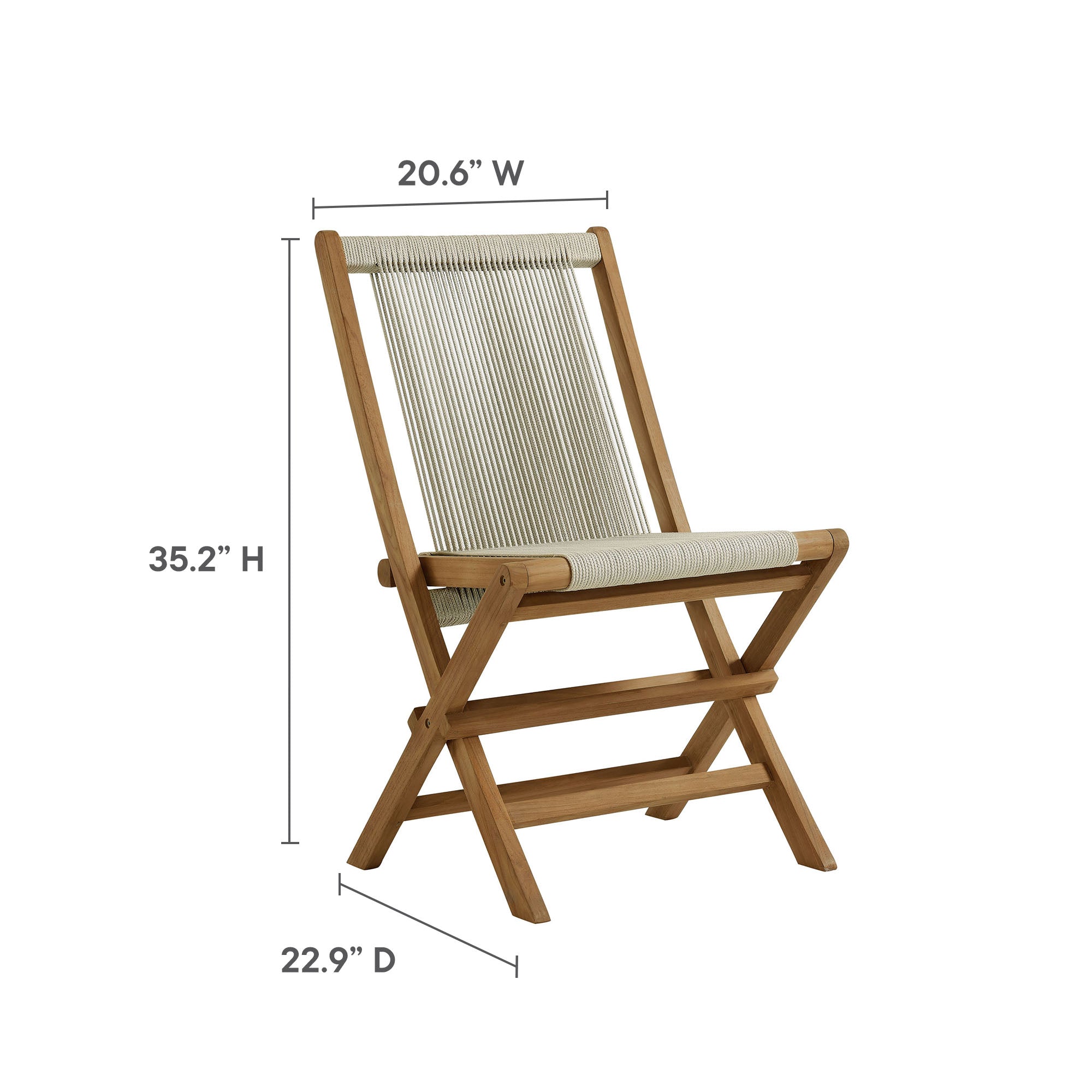 Vienna 5-Piece Outdoor Patio Teak Wood Dining Set with Rope Folding Chairs by Modway - Image 13