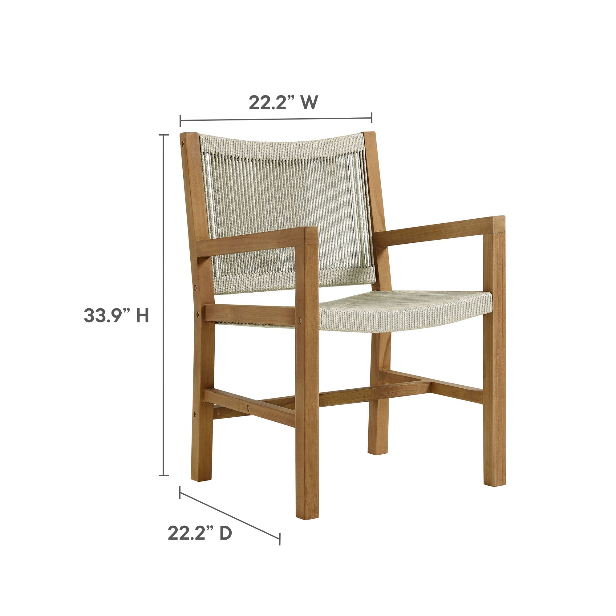 Vienna 7-Piece Outdoor Patio Teak and Rope Dining Set by Modway - Image 12