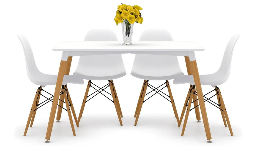 Vincent White Dining Set Eiffel Chairs By Modholic