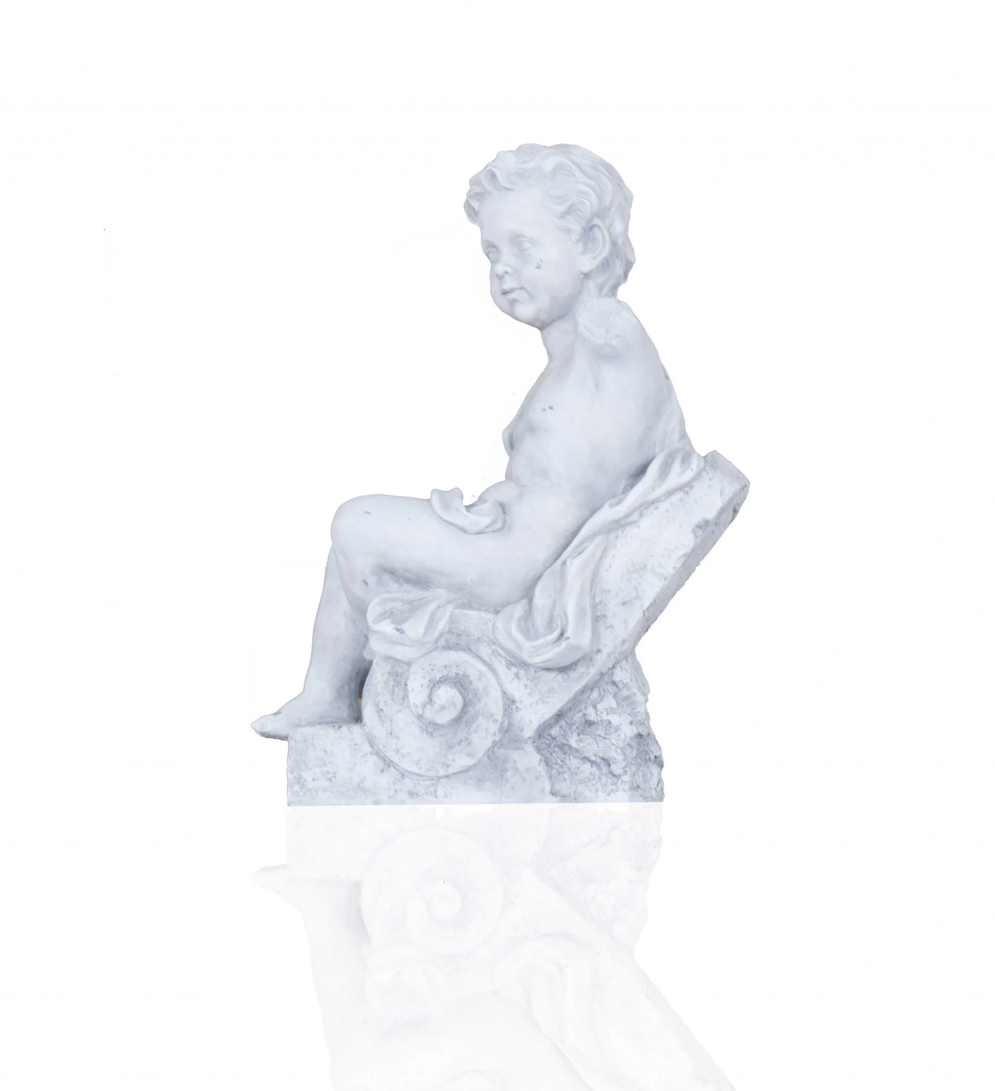 Vintage Look Off White Boy Sitting Statue By Homeroots