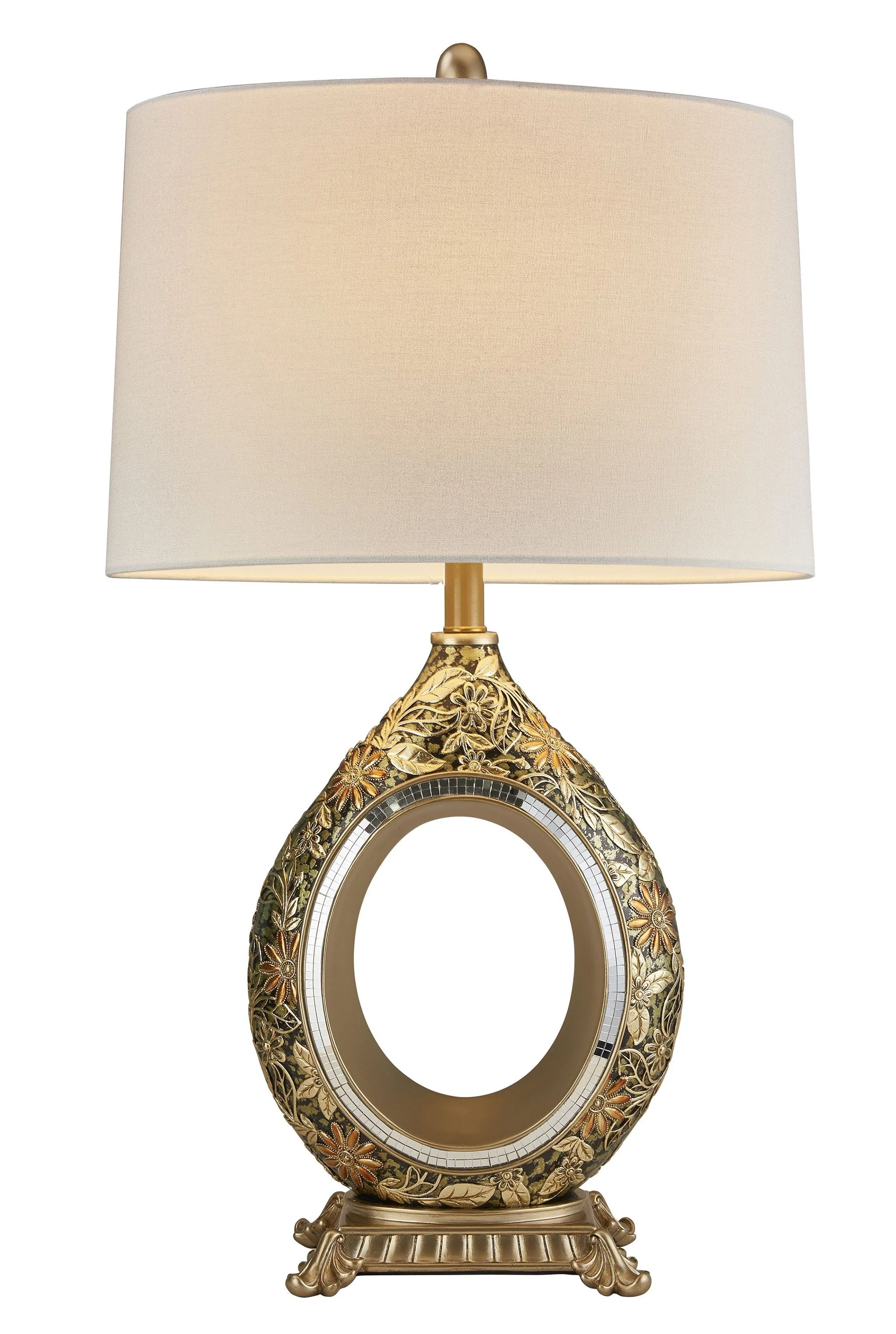 Vintage Silver with Gold Flowers Table Lamp By Homeroots - Image 2