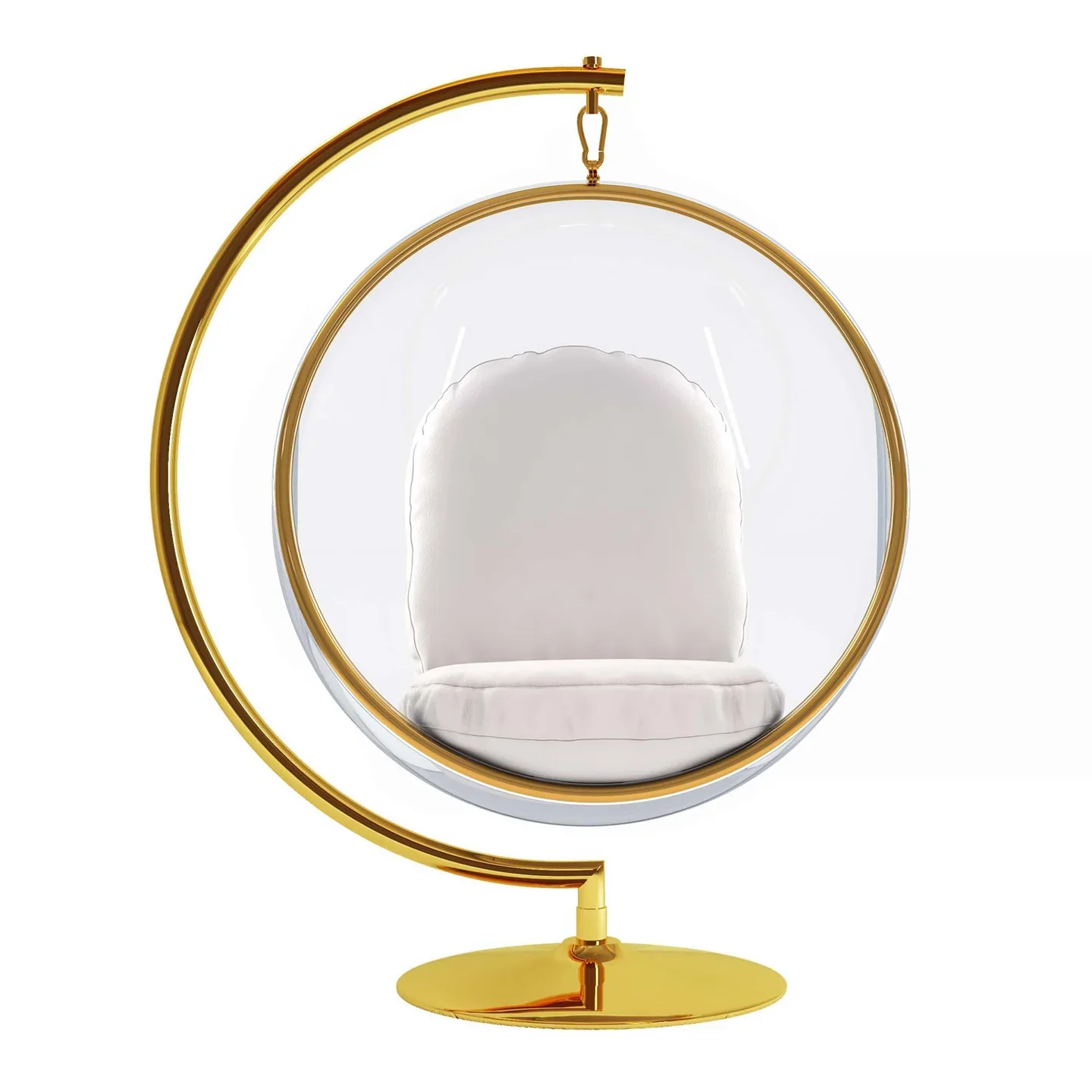 Vinyl and Steel Hanging Bubble Chair with Stand Gold, Style-1 By World Modern Design - Image 2
