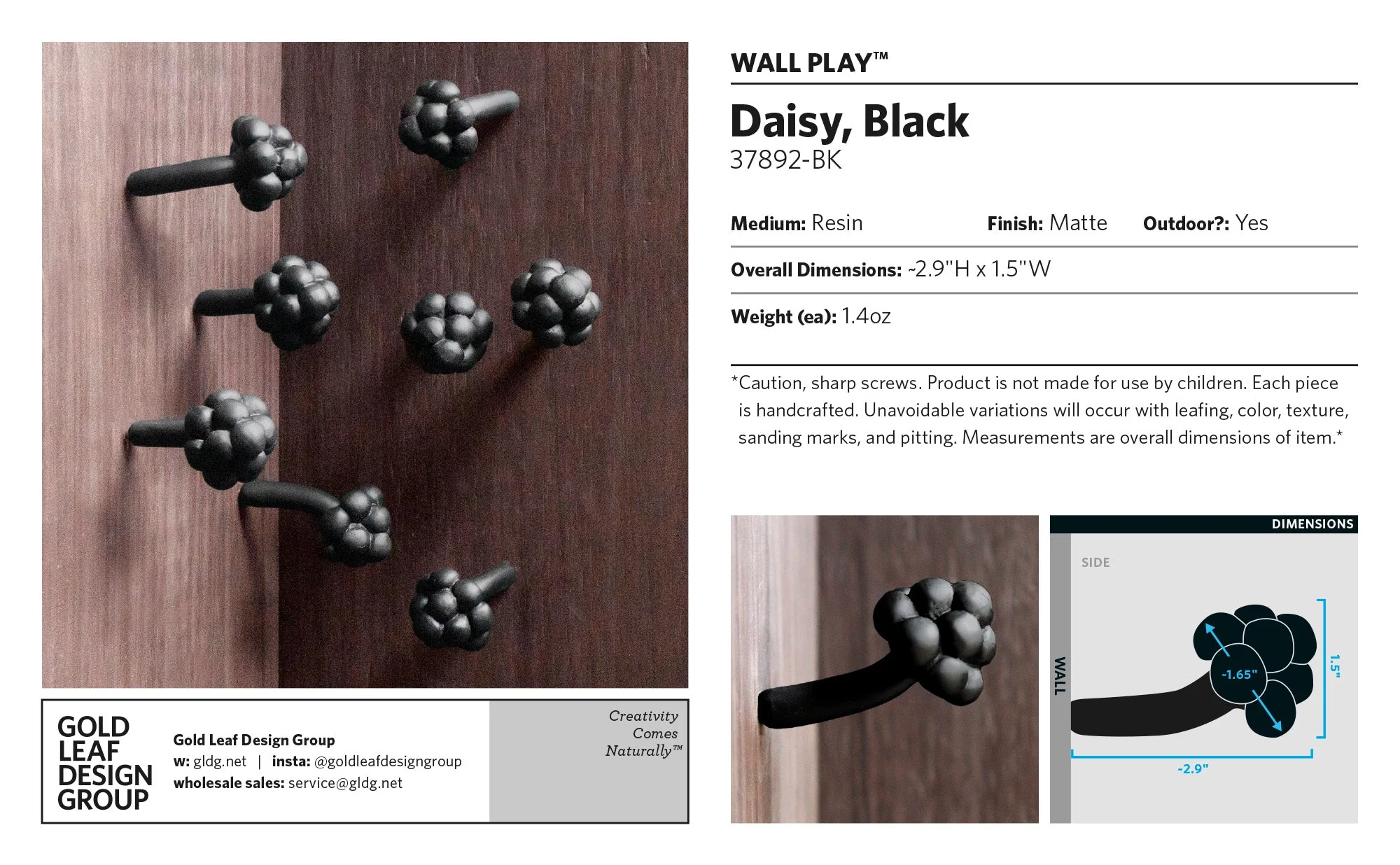 Wall Play™: Daisy, Black By Gold Leaf - Image 8