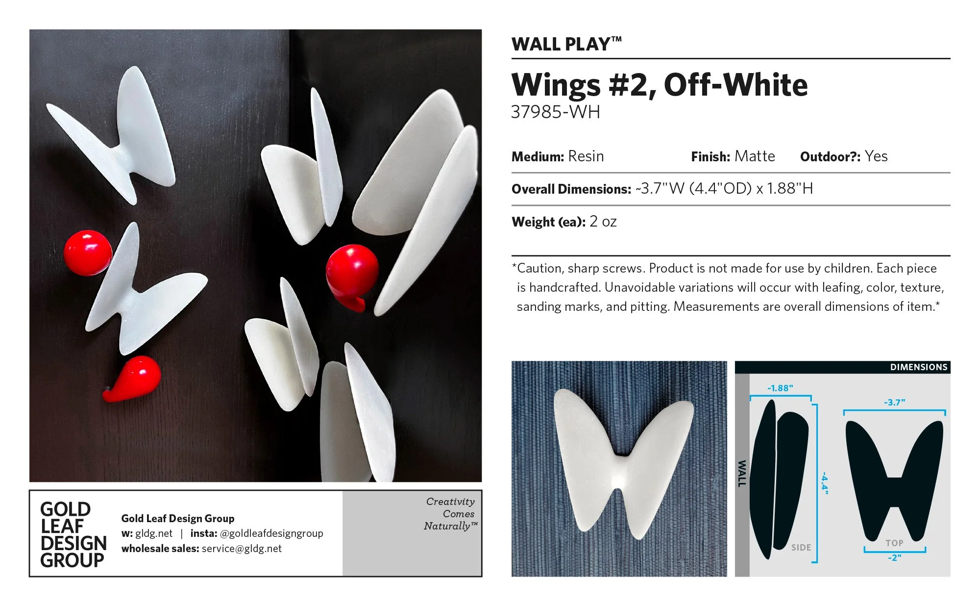 Wall Play™: Wings #2, Off-White By Gold Leaf - Image 9