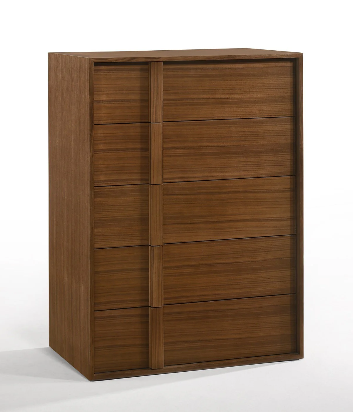 Walnut Brown Wood Contemporary Five Drawer Dresser By Homeroots