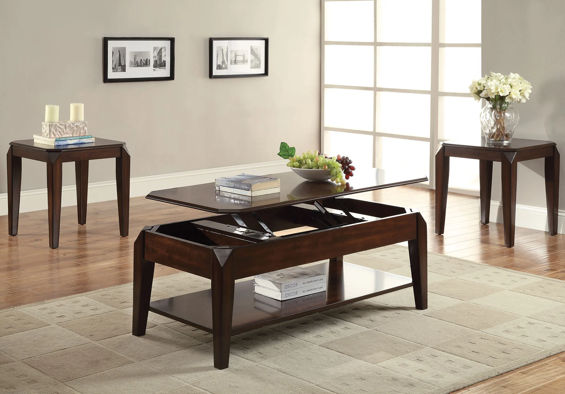 Walnut Coffee Table With Lift Top By Homeroots