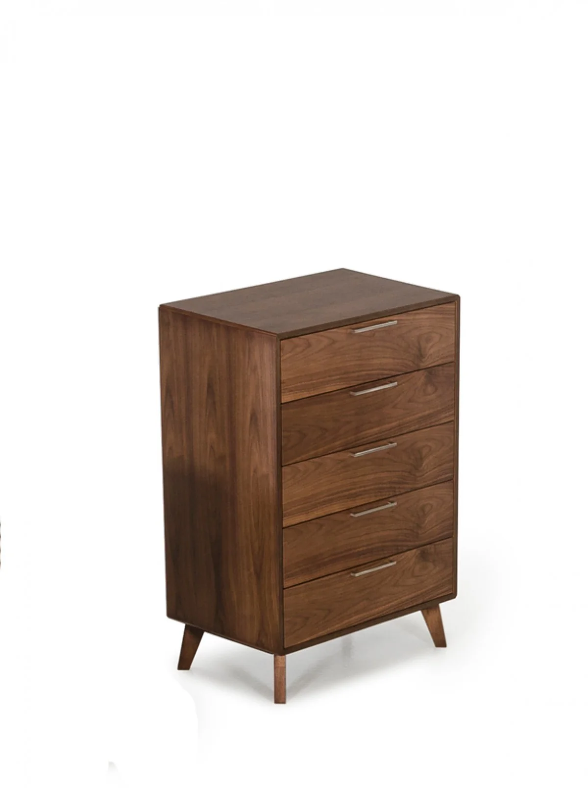 Walnut Solid Wood Five Drawer Chest By Homeroots