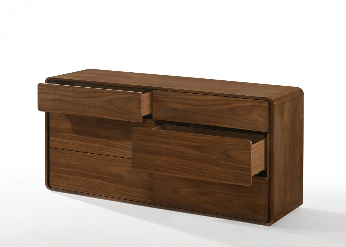 Walnut Solid Wood Six Drawer Double Dresser By Homeroots