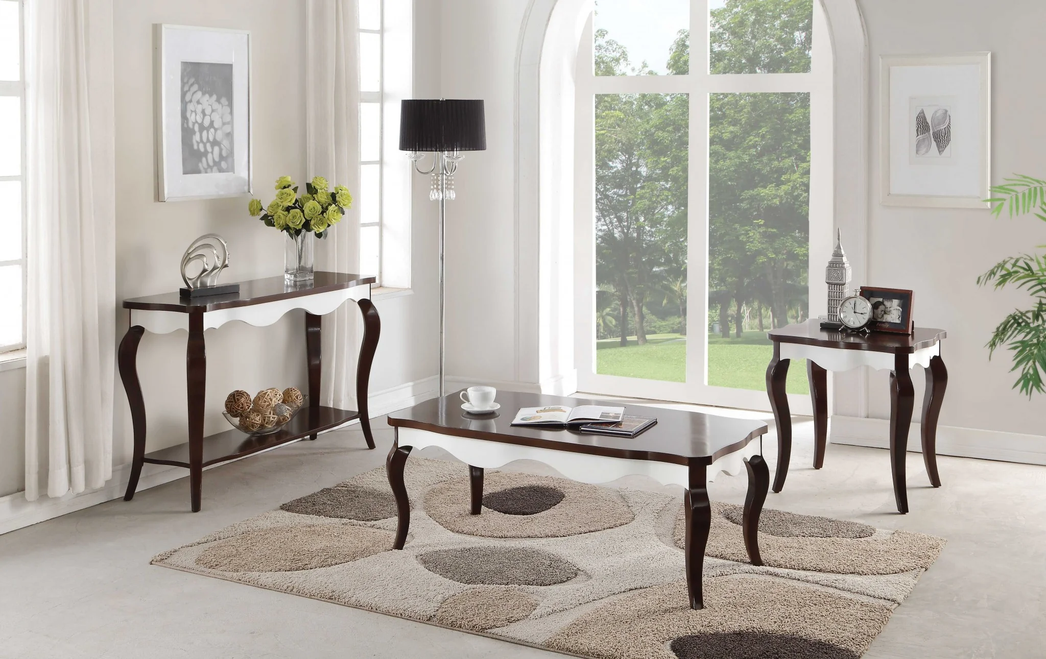 Walnut White Wood End Table By Homeroots - Image 2