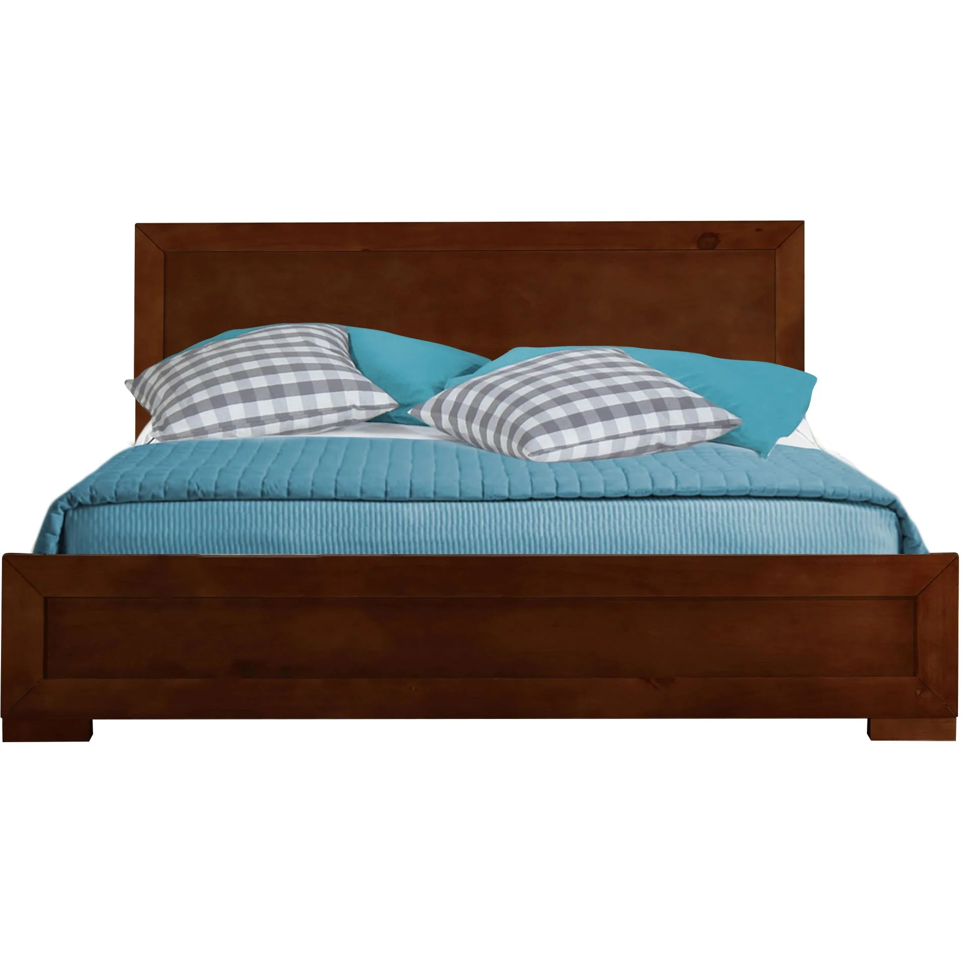 Walnut Wood Queen Platform Bed By Homeroots - 397081 - Image 2