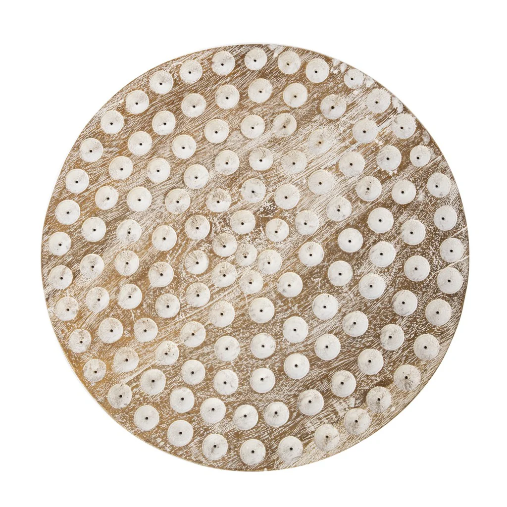 Washed White Solid Wood Round End Table By Homeroots - Image 4