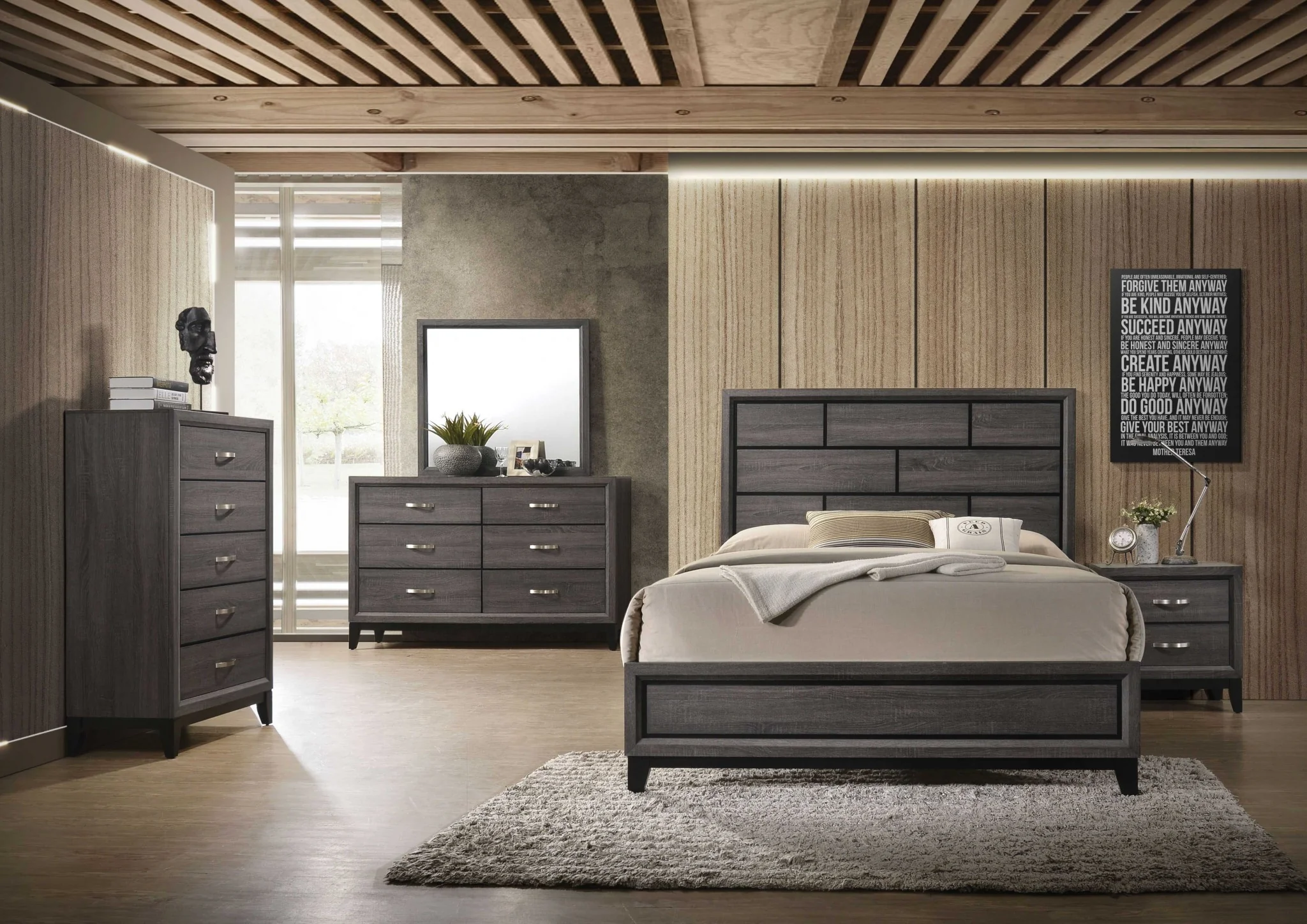 Weathered Gray Eastern King Bed By Homeroots