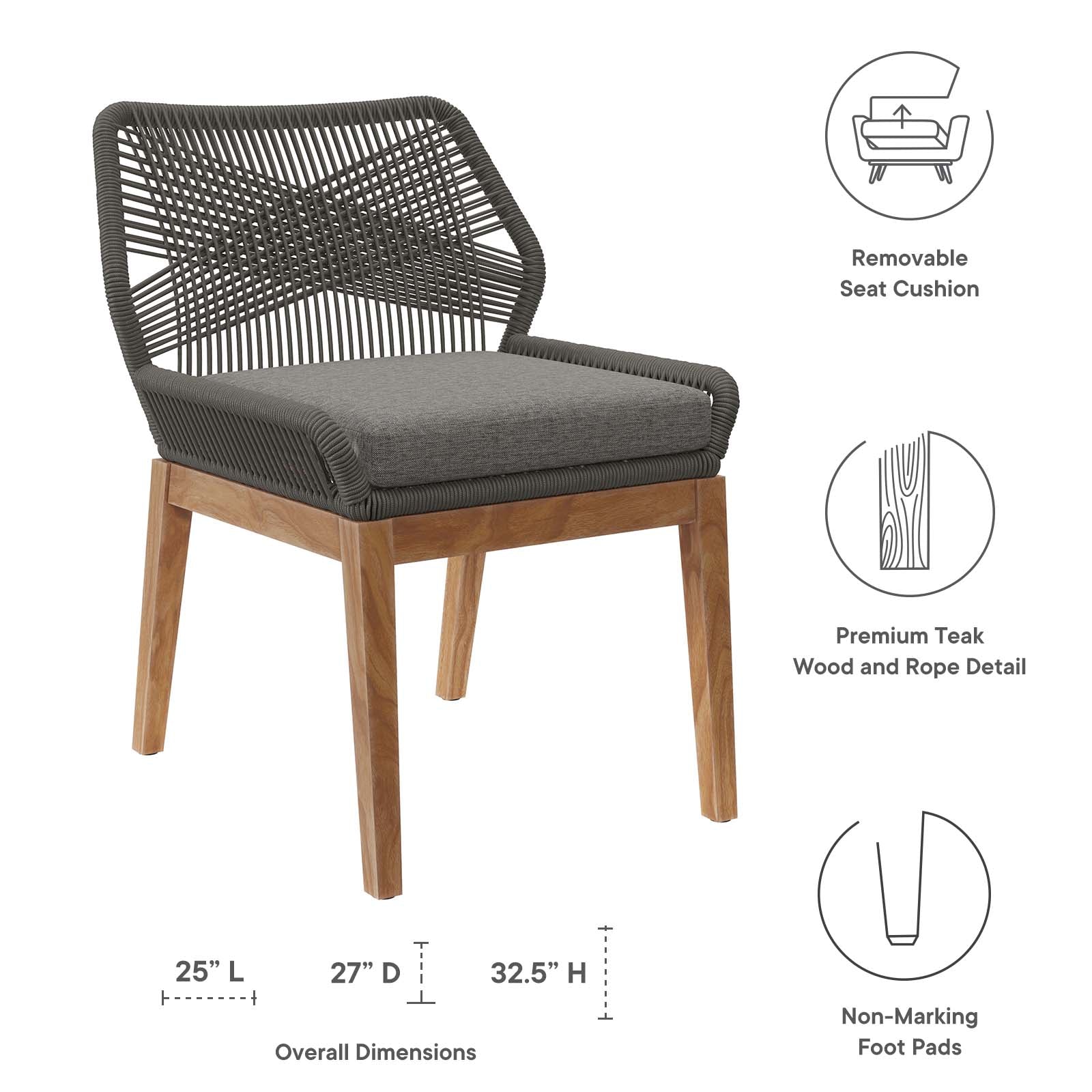 Wellspring 5-Piece Outdoor Patio Teak Wood Dining Set By Modway - EEI-6118 - Image 13