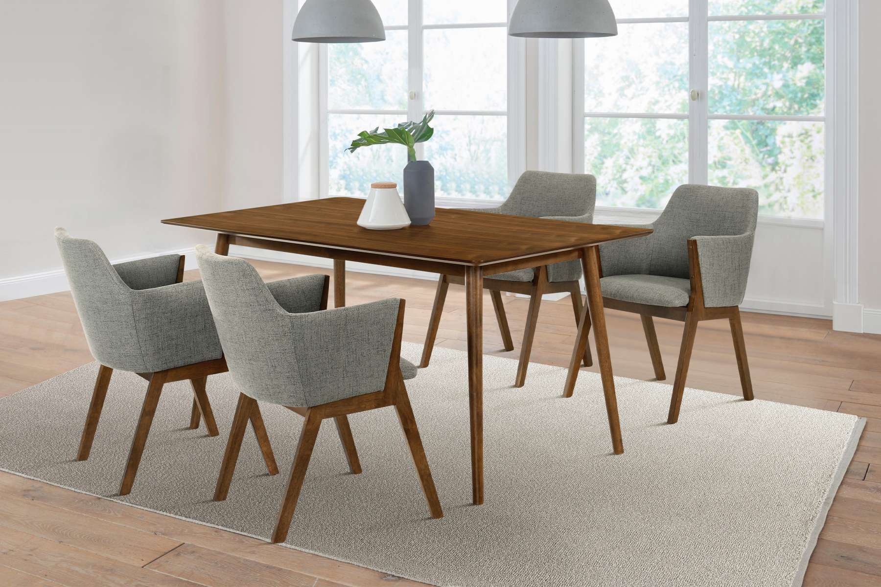 Westmont and Renzo Charcoal and Walnut 5 Piece Dining Set By Armen Living