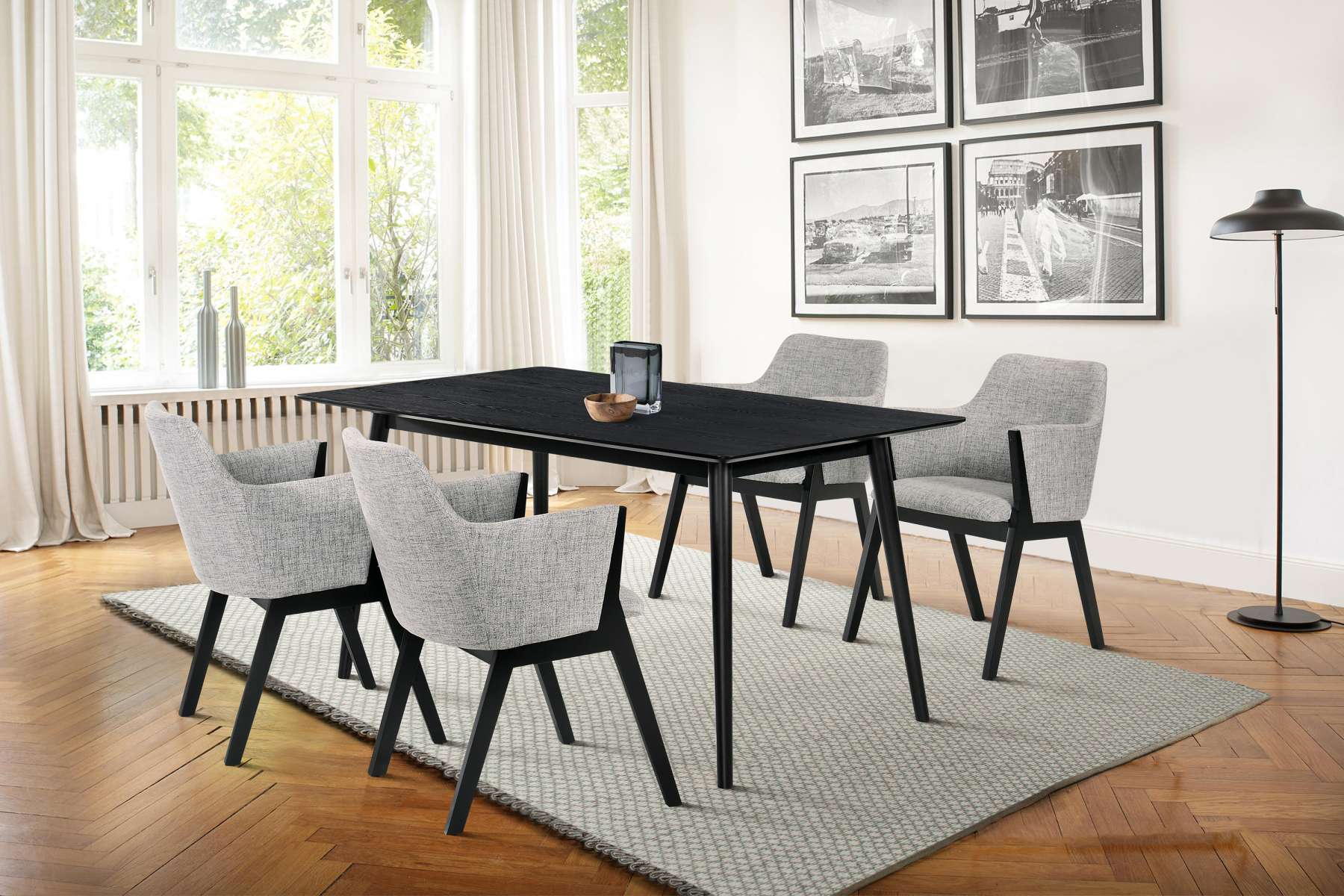 Westmont and Renzo Grey and Black 5 Piece Dining Set By Armen Living