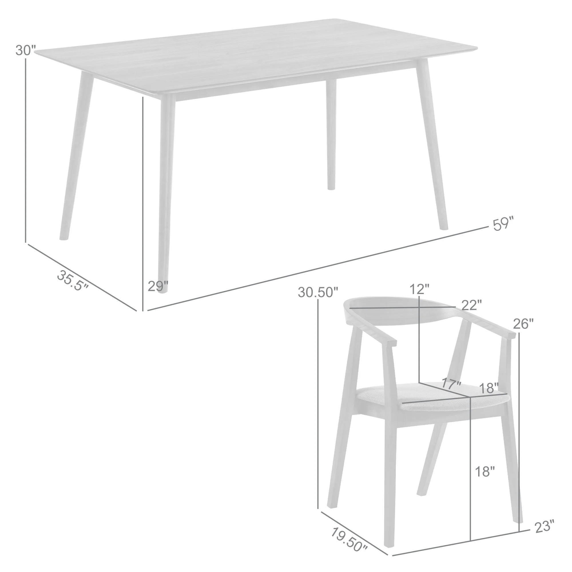 Westmont Santana 5 Piece Walnut Wood Dining Table Set with Blue Fabric By Armen Living - Image 32