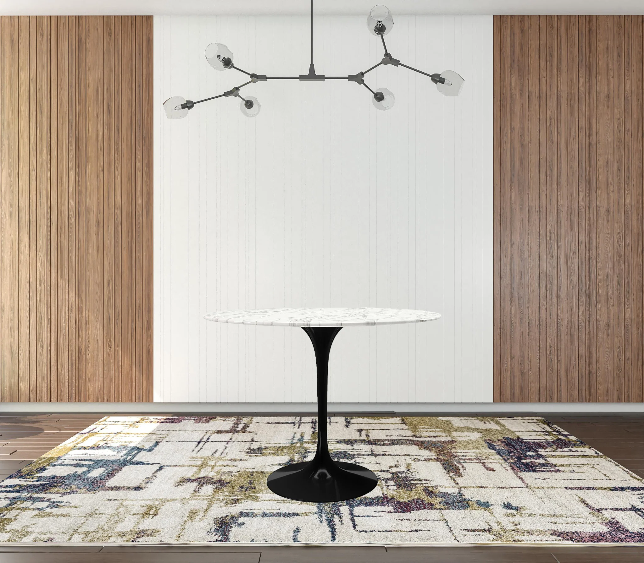 White And Black Marble And Metal Dining Table By Homeroots