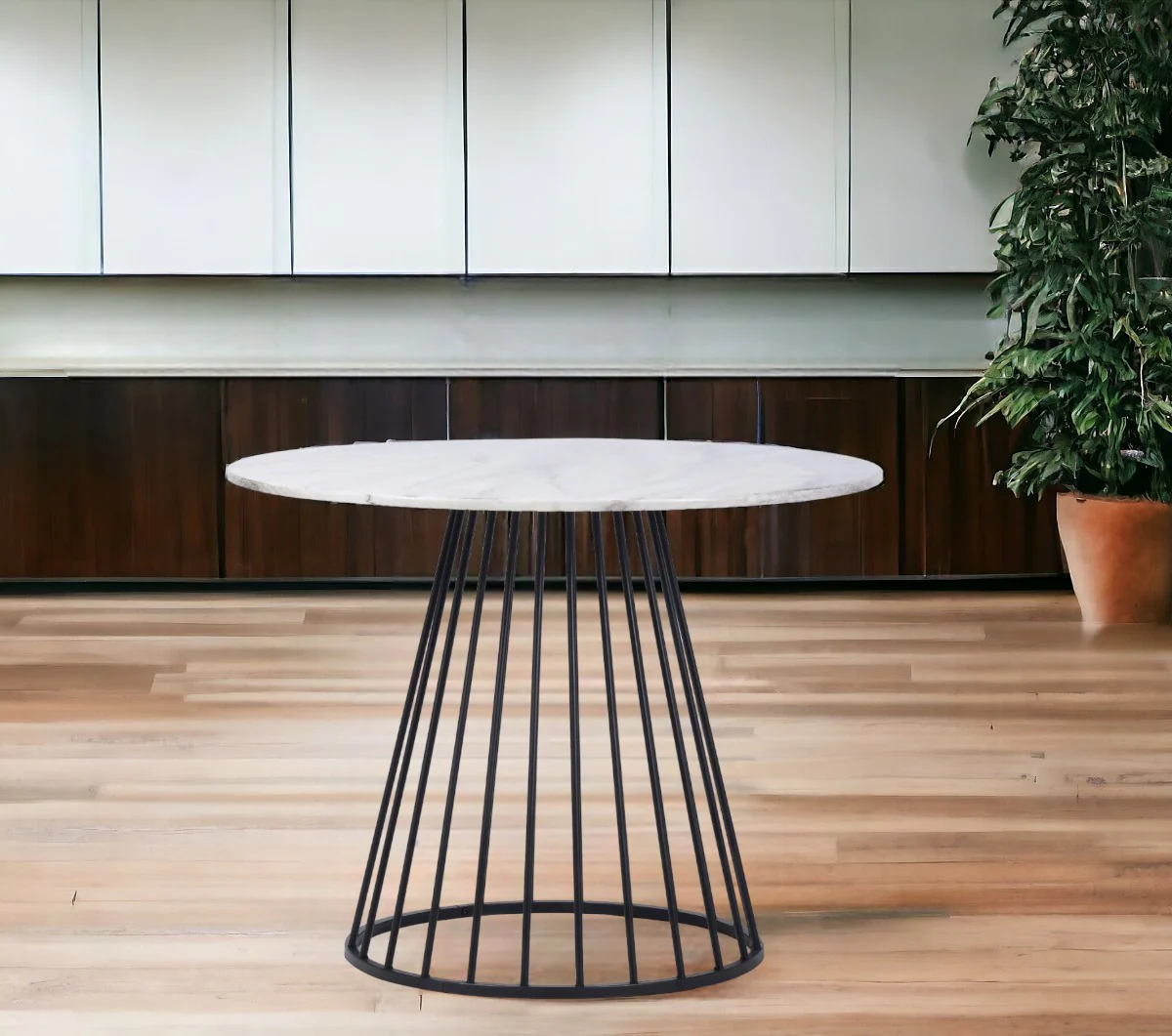 White And Black Rounded Metal Pedestal Base Dining Table By Homeroots
