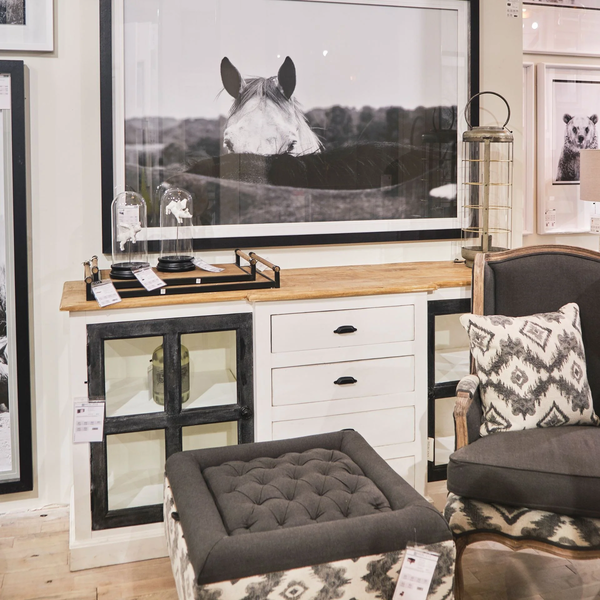 White And Black Solid Mango Wood Frame Sideboard With 4 Drawers And 4 Shelves By Homeroots